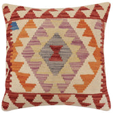 handmade Traditional Pillow Red Beige Hand-Woven SQUARE 100% WOOL Hand woven turkish pillow2' x 2'